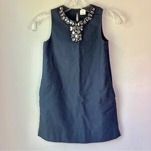 Crewcuts Navy Sleeveless Sheath Dress with Embellished Neckline